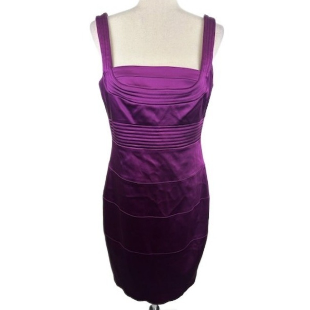 Jax Purple Cocktail Dress Sleeveless Ruched Party Bodycon Holiday Size 12
